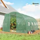 Outsunny 3 x 4 m Walk-in Polytunnel Greenhouse with Hinged Door and 8 Roll Up Mesh Windows, Garden Tunnel Warm House Tent with UV-resistant PE Cover, Galvanised Steel Frame, Green - 2