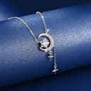 HinDaLi Collana Donna Ciondolo Luna e Stelle Collana in Argento 925 per Donna Bambina Ragazza Pendente Luna Crescente Zirconi Pendente Stella Cristalli Brillantini Gioielli - 5