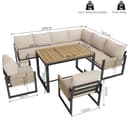 Ktipm Muebles Jardin Exterior Modular para 7 u 8 Personas, Conjunto Jardin Exterior con Respaldo Cómodo y Reposabrazos Tejidos, Sofa Exterior 7 Piezas con Mesa y Sillón, Garden Furniture, Beige - 5