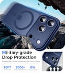 Natiiozie Funda para iPhone 17 Pro 6.3", Compatible con Magsafe Protección Lente Cámara, Anillo Magnético Integrado, Protección Resistente Translúcida Mate Trasera para iPhone 17 Pro - Azul Marino - 4