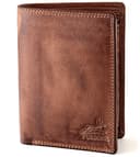 Fa.Volmer ® Ledergeldbörse aus echtem Büffelleder I Großes Portemonnaie für Herren & Damen I TÜV geprüftem RFID Schutz in Farbe Braun (Antique Brown) - 4