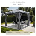 tectake® Gazebo da giardino 3 x 3 cm, gazebo di lusso, padiglione da giardino, con pareti laterali, telaio in alluminio, verniciato a polvere, inclusi 8 picchetti - 3
