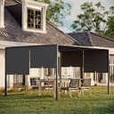 Outsunny 3(m) x 4m Pergola with Solar LED Lights, Sliding Roof Garden Gazebo, Steel Frame Outdoor Sun Shade Shelter for Balcony Patio Porch (Dark Grey) - 8