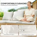 Outsunny 4 Seater Rattan Garden Furniture Set, 3 Piece Corner Garden Sofa with Chaise Lounge, Loveseat, Glass Coffee Table, Wicker Outdoor Lounge Set with Cushions for Patio Conservatory, Natural Wood - 5