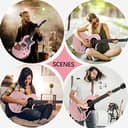 Electric Guitar Beginner Guitar 40.2 Inch Solid Poplar Body Maple Neck Laurel Fingerboard HH Pickups Les Paul Style with Gig Bag Tuner (Color Options) (Pink) - 4