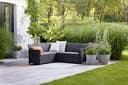 Keter Nora - Ecksofa für Garten oder Terrasse, 5-Sitzer, mit Kissen und Beistelltisch mit 35 l Stauraum, Farbe Graphit - 4