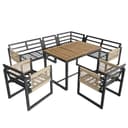 Ktipm Muebles Jardin Exterior Modular para 7 u 8 Personas, Conjunto Jardin Exterior con Respaldo Cómodo y Reposabrazos Tejidos, Sofa Exterior 7 Piezas con Mesa y Sillón, Garden Furniture, Beige - 9