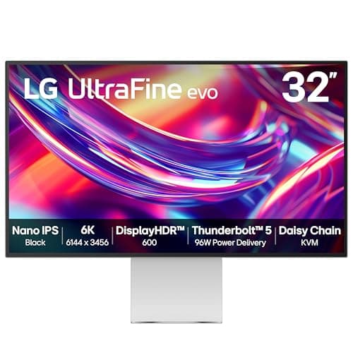LG UltraFine evo 32U990A-S - 6K (6144 x 3456p) Nano IPS Black 32 Inch, 60Hz, 5ms GtG, DCI-P3 98%, Adobe RGB 99.5%, HDR 600, MAC compatitble, Speakers, Thunderbolt 5, HDMI 2.1, DP2.1, Silver