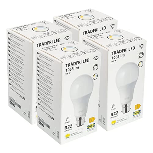 Ikea TRADFRI B22 Bayonet LED Zigbee Smart Bulbs, 1055lm, 9.5W, Switchable Warm/Cool White, LED2035G10, 705.176.41 - Set of 4