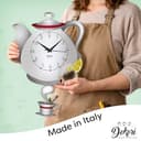 Orologio da Parete Cucina in Legno con Pendolo Oscillante, Orologio Decorativo Silenzioso Design Naturale per Cucina Soggiorno Casa - 3