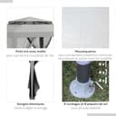 Outsunny 3 x 3 m Gazebo, Netting Party Tent, Patio Canopy Outdoor Event Shelter with Double Tier Roof for Activities, Shade Resistant, Light Grey - 6