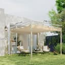 Outsunny Pérgola con Techo Retráctil Pérgola de 3x3 m Cenador de Pared o Independiente con Cierre Magnético Protección UV30+ Pabellón para Jardín Patio Terraza Exterior Caqui - 7