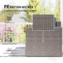 Outsunny 5 Piece Rattan Garden Furniture Set, Nesting Outdoor Furniture Conversation Set with 2 Footstools, WPC Storage Coffee Table, Cushions, Wicker Garden Sofa for Conservatory, Terrace, Dark Grey - 4