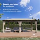 Cenador Blumfeldt Mondo 3x6, Estructura de Acero, Cortinas, Resistente al Óxido, para Jardín, Beige - 2