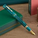 Asvine Penna stilografica in legno stabilizzato C2000 Numero 8 con pennino medio, grande, fatta a mano, modello unico, con confezione regalo e set da collezione - Oasis - 6