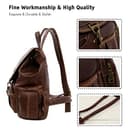 FANDARE Retro Mochila Mochilas Tipo Casual Bolsas Escolares Bolsa de Hombro Bolsa de Viaje Daypacks Bolsos de Mujer Hombre Adolescente Al Aire Libre Viaje Compras Excursionismo PU Marron Oscuro - 4