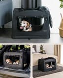 lionto Borsa trasportino per cani pieghevole per viaggi e auto, 70x52x50 cm, box di trasporto stabile con maniglie per gatti e animali fino a 15 kg, scatola in tessuto, nero - 2