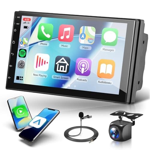 4+64G Inalámbrico Carplay Android 13 Radio de Coche 2 DIN, 7 Pulgadas 2 DIN Radio Coche con Android Auto Navegación GPS Mirror Link Bluetooth WiFi/FM/RDS/EQ/SWC/USB Control del Volante Cámara Trasera