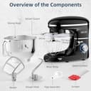 CHeflee Batidora Amasadora Profesional,2000W Amasadora Pan Repostería,6.2 L Bajo Ruido Robot de Cocina Multifunción,Gancho para Masa,Batidor Plano,Protección para Salpicaduras 6 Velocidades Batidora - 2