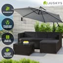 Juskys Polyrattan Lounge Punta Cana M für 3-4 Personen mit 3er Sofa, Sessel, Tisch & Kissen, Sitzgruppe für Garten, Terrasse und Balkon, Gartenmöbel Set wetterfest - schwarz/grau - 6