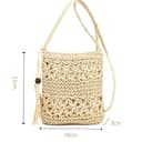 Bolsos Tejidos Crochet Bolso de Mano Mujer Hippie Bolsa Bolsos Pequeños Mujer Summer Beach de Crochet Hechos A Mano Hecho Tejido Bohemio Ideal para Playa Verano Vacaciones(Beige) - 4