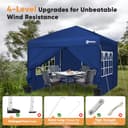 Sekey 3m x 3m One-Touch Pop Up Gazebo with Sides – Instant Setup, Heavy Duty & Waterproof 1000mm, Includes 4 Weight Bags for Extra Stability – Perfect for Outdoor Events (Navy, 3x3 with Sides) - 4