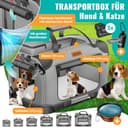 LOVPET® Trasportino per Cani Pieghevole - Box incl. Borsa per Il Trasporto e Ciotola - Per Cani e Gatti - Casetta per Il Trasporto di Animali Domestici, Grigio Chiaro, XL - 2