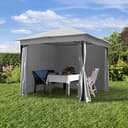 TOOLPORT Gartenpavillon 3x3 m ca. 180g/m² Dachplane wasserdicht Pavillon - 4 Seitenteile Gartenzelt hell grau Partyzelt ca. 6x6cm Profil - 3