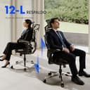 FLEXISPOT ErgoX Pro Silla de Oficina Ergonómica con Reposapiés, Ajuste Altura 12 Niveles, Reposabrazos 7D, Soporte Lumbar 5D, Reposacabezas 4D, Carga 250 kg, Asiento Malla Transpirable, Negro - 3