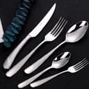 DAFFODILY® Luxus Besteck Set 20-teilig aus 18/10-Edelstahl für 4 Personen mit 2-in-1 Steakmessern - Spülmaschinenfest, Spiegelglanz, Elegante Geschenkbox inklusive - 2