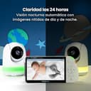 Babysense Videovigilancia Full HD con pantalla dividida con 2 cámaras, luz nocturna en 6 colores, detector de sonido y luz, batería de 20 horas, conexión segura sin necesidad de WLAN - 6