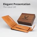 Pelle Toro All-in-One Handmade Mens Wallet with RFID Blocking, Coin Pocket, 8 Card Slots, Zip Section, in Wooden Gift Box, Tan - 2