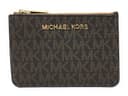 Michael Kors Jet Set Travel - Custodia piccola con cerniera con porta carte d'identità, twill rivestito in PVC, marrone e ghiandola, taglia unica, twill, Marrone e ghianda, Taille unique, Twill - 1