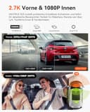 VANTRUE N2X 2.7K+1080P Dashcam Auto Vorne Innen, STARVIS 2 Dual HDR Nachtsicht Dash Cam, 2.5K/60FPS Front, GPS, 5GHz WiFi, App & Sprachsteuerung, DSGVO konform, 24/7 Parkmodus, G Sensor, max. 1TB - 2