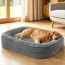 Pawk Orthopädisches Hundebett Grosse Hunde, 107x81cm Vierseitiges Nackenrolle Hundebett Orthopädisch, Memory Foam Hundekorb XL Wasserdicht rutschfest, Hundebetten Abnehmbar und Waschbar Outdoor, Gris - 1
