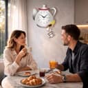 Orologio da Parete Cucina in Legno con Pendolo Oscillante, Orologio Decorativo Silenzioso Design Naturale per Cucina Soggiorno Casa - 6