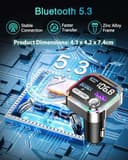 ORIA Trasmettitore FM Bluetooth per Auto, Vivavoce Bluetooth 5.3 per Auto con Ricarica Rapida PD 36W+QC3.0, Sincronizzazione LED Musicale, Luce Ambientale Colorata, Supporta Disco USB - 4