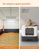 Feandrea Arenero para Gatos, Caja Arena con Bandeja Extraíble, Pala, Cepillo, Espacioso para Gatos Grandes, Carga de 15 kg, Antifiltración, Antiescapes, Beige y Negro PPT001W01 - 7