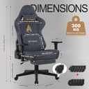 Symino Large Gaming Chair, Computer Chair with Footrest, Headrest and Extra Large Lumbar Support, Ergonomic PC Chair, Height Adjustable Rotating Task Chairs, Grey - 3