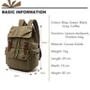 Rufun Mochila de Lona Vintage para portátiles Mochilas de Viaje Bolsa de Gran Capacidad Unisex (Verde) - 2