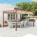 Outsunny Gazebo Pergola 3x4 m con Tetto Scorrevole, Picchetti e Viti, Pergolato da Giardino in Poliestere 180g/㎡ e Alluminio, UV30+, per Patio, Terrazzo, Balcone, Veranda e Esterno, Color Legno - 8