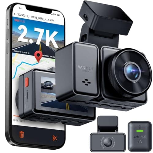 VANTRUE E2 Dash Cam Front and Rear 2.7K+2.7K, 5G WiFi GPS Dashcam for Cars Voice Control, Car Camera 160 Wide Angle, WDR, Night Vision, 24H Buffered Parking Mode G-Sensor, Support 512GB Max