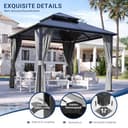 Amopatio Gartenpavillon 3x3 m Wasserdicht Stabil Winterfest, Pavillon mit Polycarbonat - Doppeldach, Hardtop Pavillon mit Seitenteile für Garten, Terrassen (Grau) - 5