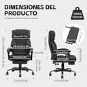 Submi Silla de Oficina Ergonómica con Reposapiés de Tela, Silla Escritorio de Altura Regulable Silla de Escritorio, Silla Oficina para Oficina en Casa con Respaldo Ajustable, Silla Gaming, Gris Oscuro - 3