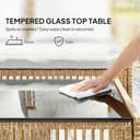 Outsunny 4 Seater Rattan Garden Furniture Set, 3 Piece Corner Garden Sofa with Chaise Lounge, Loveseat, Glass Coffee Table, Wicker Outdoor Lounge Set with Cushions for Patio Conservatory, Natural Wood - 6