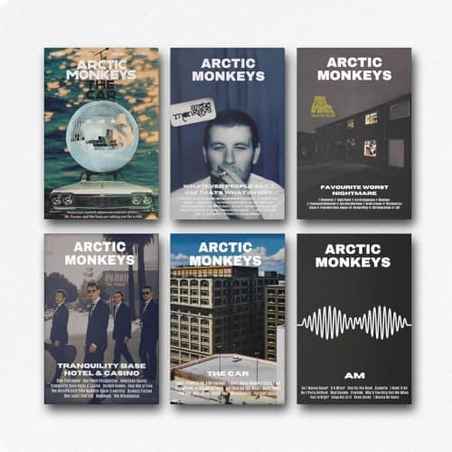 FOTN Arctic Monkeys - Juego de 6 pósteres de portada de álbum, pósteres musicales en lienzo para decoración de habitación y arte de pared, estilo de 20 x 30 cm