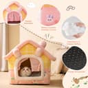 ALLSOPETS Cuccia Cane Interno e Cuccia Gatto Interno, Letto Grotta Igloo Pieghevole Caldo e Accogliente, Lavabile con Cuscino Rimovibile e Fondo Antiscivolo (Coniglietto Rosa, M) - 4