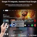 Proyector 【Google TV/1500 ANSI/Gira 360°】 XIWBSY Proyector 4K Soporte Auto Focus/Keystone, WiFi 6 Bluetooth, 38000 Lúmenes, Control por Voz Projector Netflix Oficial, Portatil Proyectores Video - 3