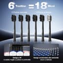 Spazzolino Elettrico, Spazzolini Elettrici, Spazzolino Sonico - 3 Intensità, 5 Modalità, 40000VPM, IPX7, Spazzolino Denti Elettrico Autonomia 180 Giorni e Timer, Spazzolino Elettrico Ultrasonica, Nero - 6