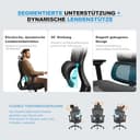 MELOKEA Bürostuhl Ergonomisch, 4D-Armlehnen, Verstellbare Sitztiefe, 4-stufige Neigung, Gummirollen, Mesh-Sitzfläche, Hoher Rücken, Große Menschen, Homeoffice & Gaming, Ergonomischer Schreibtischstuhl - 6